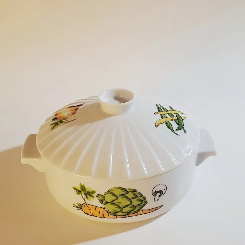 STYSON Japan Vintage Oven to Table Cookware Stamped Retro Casserole Dish Lid EUC